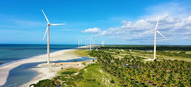 instalação de energia eólica próxima a costa