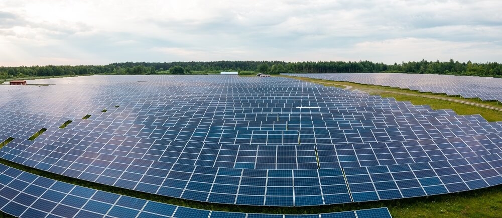 fazenda solar vista por uma imagem panorâmica